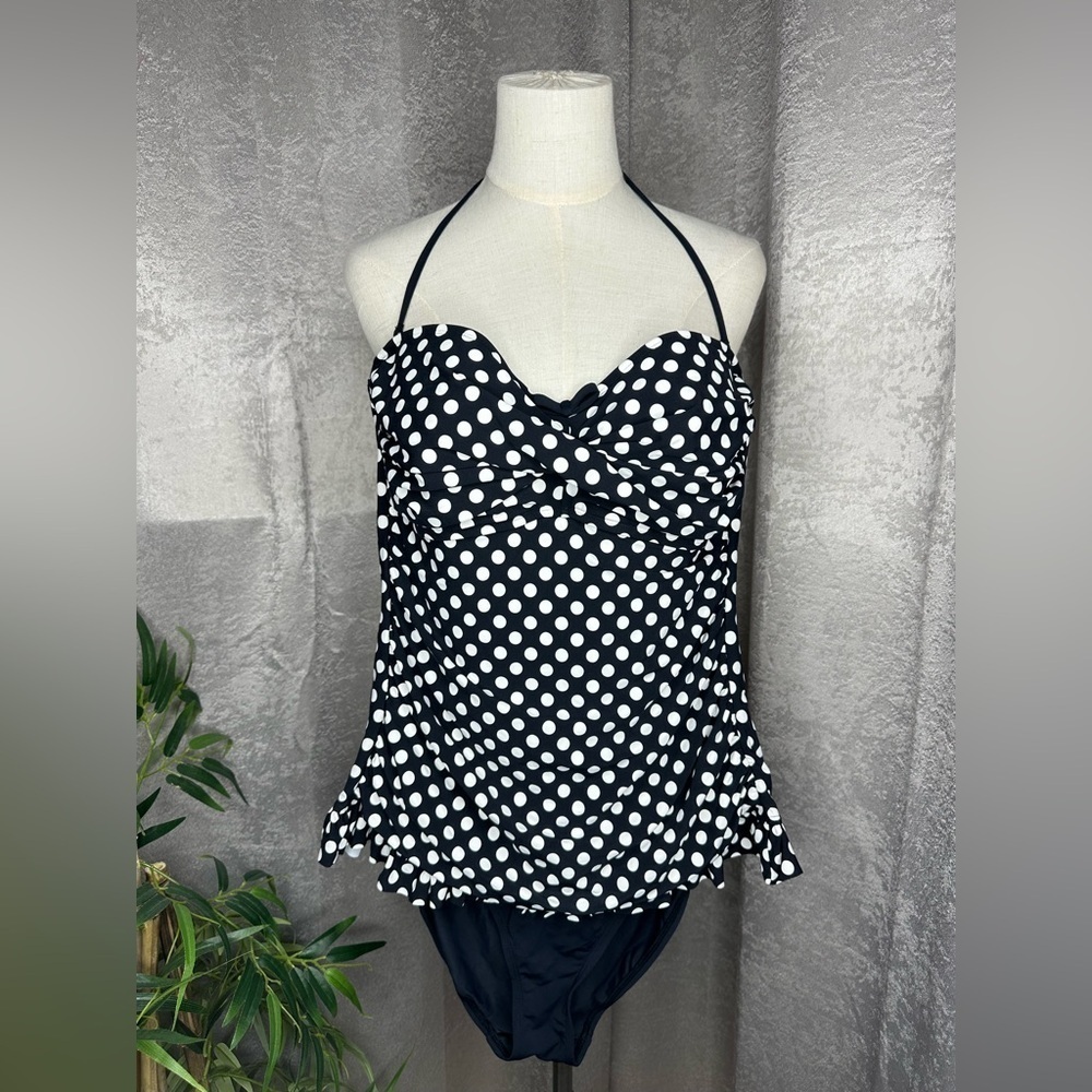 Bleu Rod Beattie Women’s Polka Dot Print Ruffles One Piece Swimsuit Sz 14